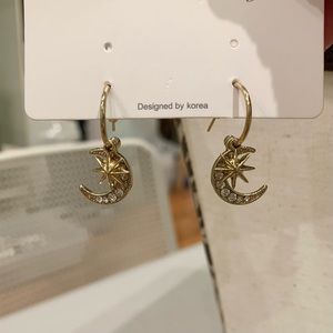 NEW and never worn star and moon earrings